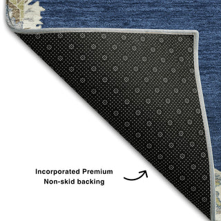 Piper Looms Mayfield Oriental AMF1011 Navy Machine Washable Area Rug Backing Image