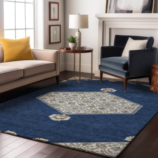 Piper Looms Mayfield Oriental AMF1011 Navy Machine Washable Area Rug Lifestyle Image Feature
