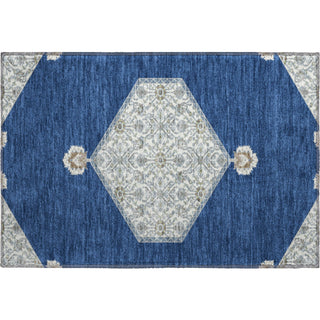 Piper Looms Mayfield Oriental AMF1011 Navy Machine Washable Area Rug Scatter Main Image
