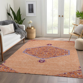 Piper Looms Mayfield Oriental AMF1011 Peach Machine Washable Area Rug Lifestyle Image Feature