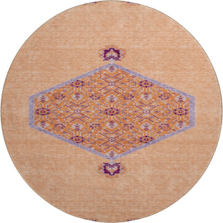 Piper Looms Mayfield Oriental AMF1011 Peach Machine Washable Area Rug Round Main Image