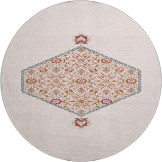 Piper Looms Mayfield Oriental AMF1011 Pink Machine Washable Area Rug Round Main Image