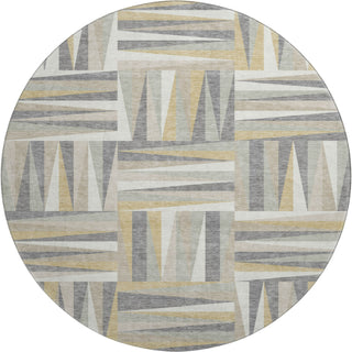 Piper Looms Mayfield Squares AMF1012 Beige Machine Washable Area Rug Round Main Image