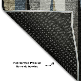 Piper Looms Mayfield Squares AMF1012 Black Machine Washable Area Rug Backing Image