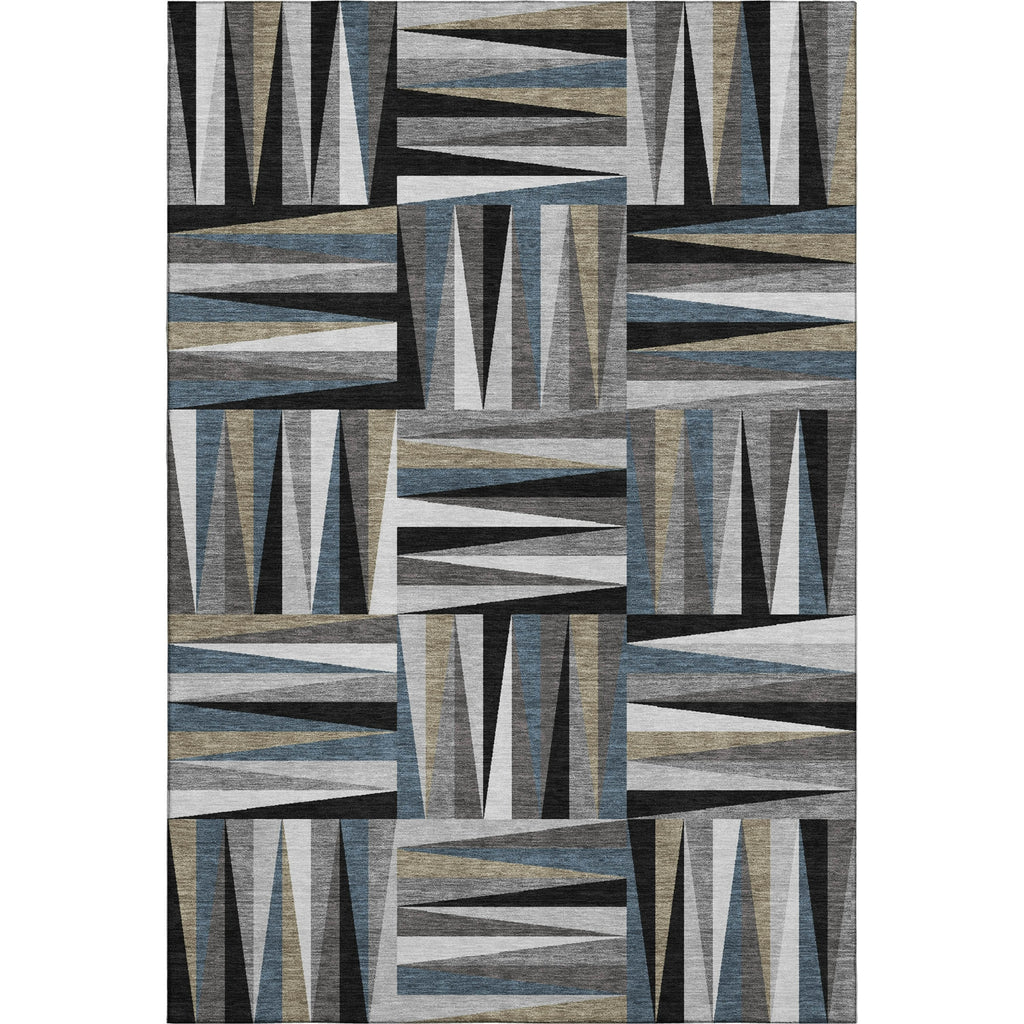 Piper Looms Mayfield Squares AMF1012 Black Machine Washable Area Rug main image