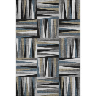 Piper Looms Mayfield Squares AMF1012 Black Machine Washable Area Rug main image