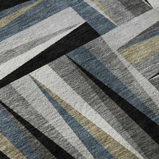 Piper Looms Mayfield Squares AMF1012 Black Machine Washable Area Rug Swatch Image