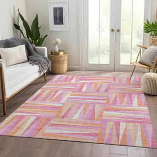 Piper Looms Mayfield Squares AMF1012 Blush Machine Washable Area Rug Lifestyle Image Feature