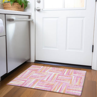 Piper Looms Mayfield Squares AMF1012 Blush Machine Washable Area Rug Scatter Lifestyle Image Feature