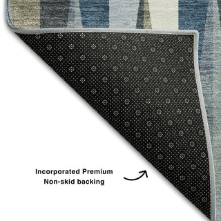 Piper Looms Mayfield Squares AMF1012 Denim Machine Washable Area Rug Backing Image