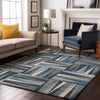 Piper Looms Mayfield Squares AMF1012 Denim Machine Washable Area Rug Lifestyle Image Feature