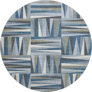 Piper Looms Mayfield Squares AMF1012 Denim Machine Washable Area Rug Round Main Image