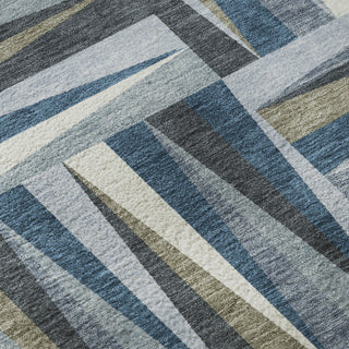 Piper Looms Mayfield Squares AMF1012 Denim Machine Washable Area Rug Swatch Image
