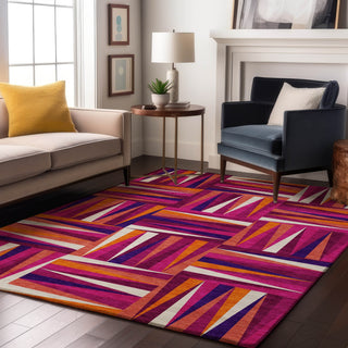 Piper Looms Mayfield Squares AMF1012 Garnet Machine Washable Area Rug Lifestyle Image Feature