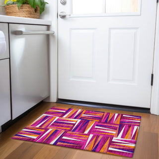 Piper Looms Mayfield Squares AMF1012 Garnet Machine Washable Area Rug Scatter Lifestyle Image Feature
