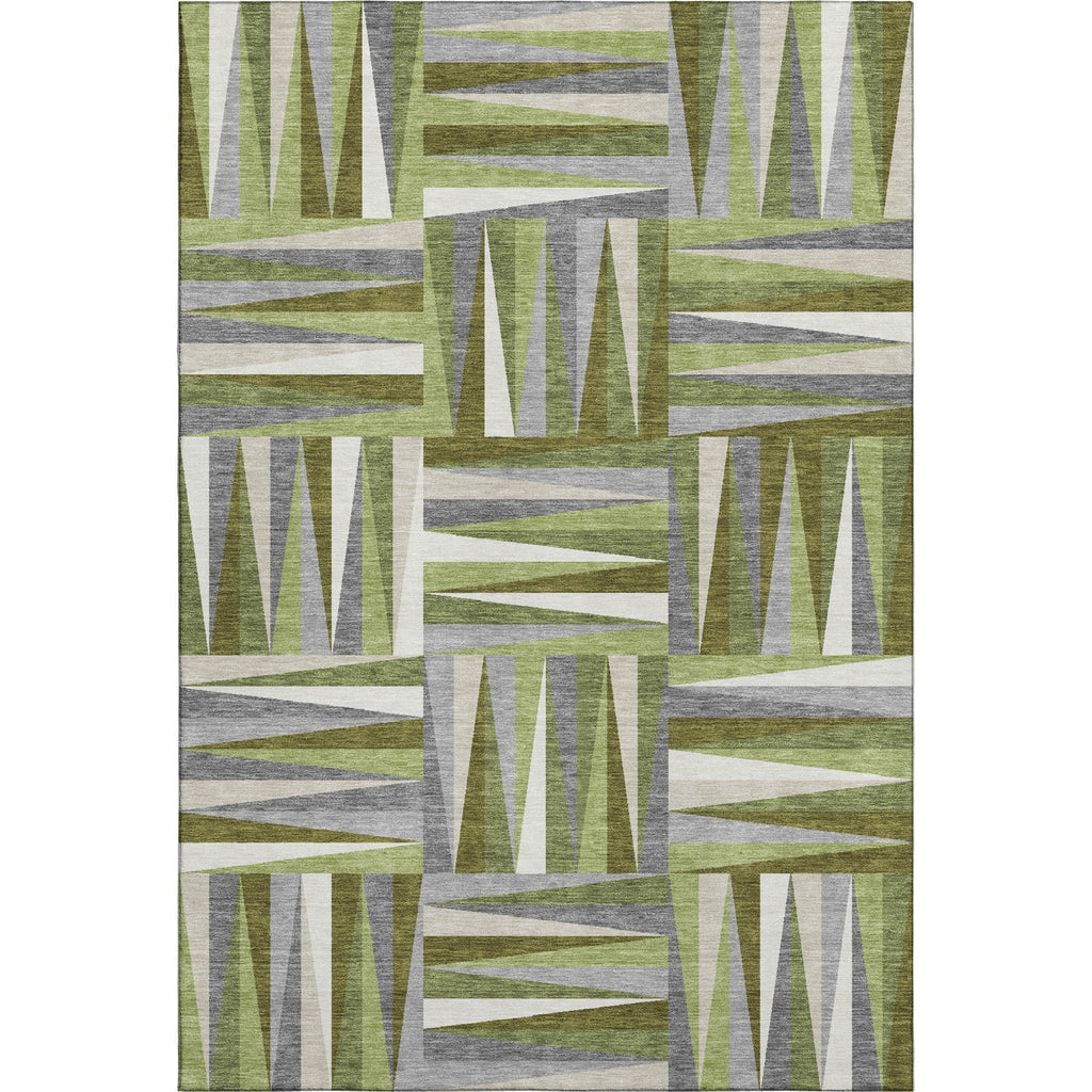 Piper Looms Mayfield Squares AMF1012 Green Machine Washable Area Rug main image