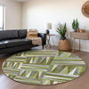 Piper Looms Mayfield Squares AMF1012 Green Machine Washable Area Rug Round Lifestyle Image Feature