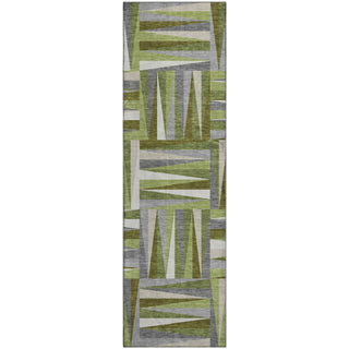 Piper Looms Mayfield Squares AMF1012 Green Machine Washable Area Rug Runner Main Image
