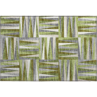 Piper Looms Mayfield Squares AMF1012 Green Machine Washable Area Rug Scatter Main Image