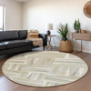 Piper Looms Mayfield Squares AMF1012 Ivory Machine Washable Area Rug Round Lifestyle Image Feature