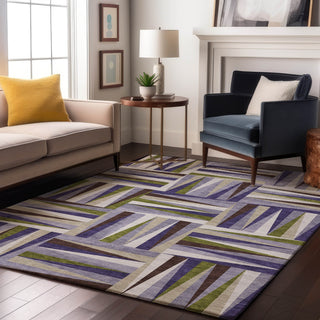Piper Looms Mayfield Squares AMF1012 Lavender Machine Washable Area Rug Lifestyle Image Feature