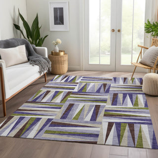 Piper Looms Mayfield Squares AMF1012 Lavender Machine Washable Area Rug Lifestyle Image Feature