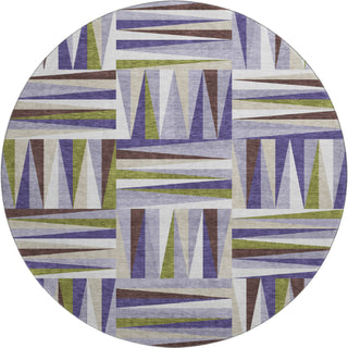 Piper Looms Mayfield Squares AMF1012 Lavender Machine Washable Area Rug Round Main Image