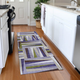 Piper Looms Mayfield Squares AMF1012 Lavender Machine Washable Area Rug Runner Lifestyle Image Feature