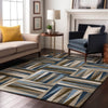 Piper Looms Mayfield Squares AMF1012 Navy Machine Washable Area Rug Lifestyle Image Feature