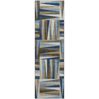 Piper Looms Mayfield Squares AMF1012 Navy Machine Washable Area Rug Runner Main Image