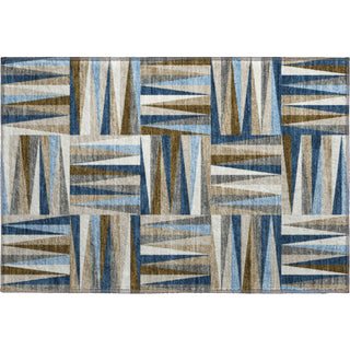 Piper Looms Mayfield Squares AMF1012 Navy Machine Washable Area Rug Scatter Main Image