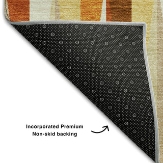 Piper Looms Mayfield Squares AMF1012 Orange Machine Washable Area Rug Backing Image