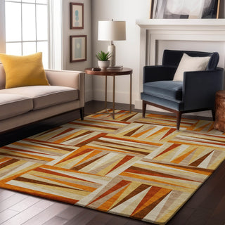 Piper Looms Mayfield Squares AMF1012 Orange Machine Washable Area Rug Lifestyle Image Feature