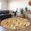 Piper Looms Mayfield Squares AMF1012 Orange Machine Washable Area Rug Round Lifestyle Image Feature