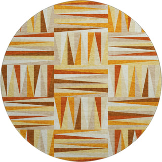 Piper Looms Mayfield Squares AMF1012 Orange Machine Washable Area Rug Round Main Image
