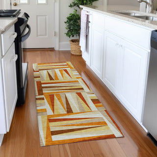 Piper Looms Mayfield Squares AMF1012 Orange Machine Washable Area Rug Runner Lifestyle Image Feature