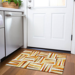Piper Looms Mayfield Squares AMF1012 Orange Machine Washable Area Rug Scatter Lifestyle Image Feature
