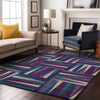 Piper Looms Mayfield Squares AMF1012 Purple Machine Washable Area Rug Lifestyle Image Feature