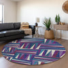 Piper Looms Mayfield Squares AMF1012 Purple Machine Washable Area Rug Round Lifestyle Image Feature
