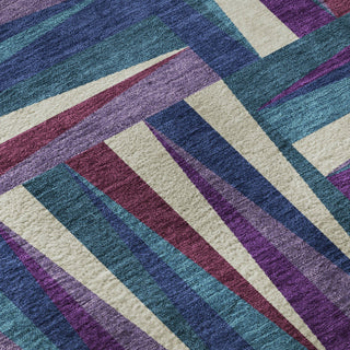 Piper Looms Mayfield Squares AMF1012 Purple Machine Washable Area Rug Swatch Image