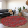 Piper Looms Mayfield Squares AMF1012 Red Machine Washable Area Rug Round Lifestyle Image Feature