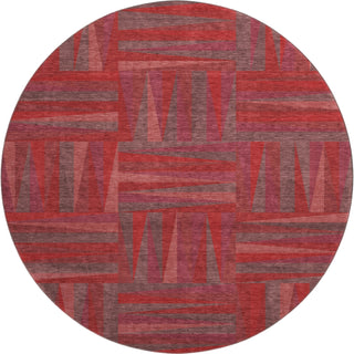 Piper Looms Mayfield Squares AMF1012 Red Machine Washable Area Rug Round Main Image