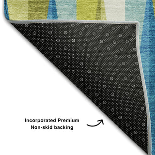 Piper Looms Mayfield Squares AMF1012 Teal Machine Washable Area Rug Backing Image