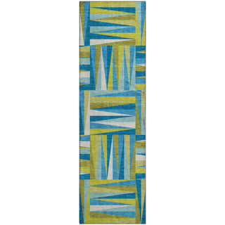 Piper Looms Mayfield Squares AMF1012 Teal Machine Washable Area Rug Runner Main Image