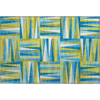 Piper Looms Mayfield Squares AMF1012 Teal Machine Washable Area Rug Scatter Main Image