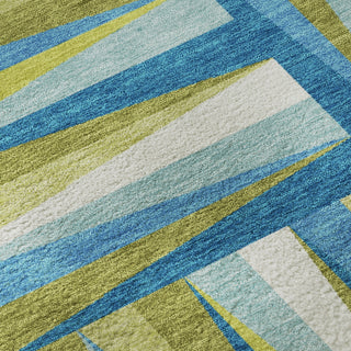 Piper Looms Mayfield Squares AMF1012 Teal Machine Washable Area Rug Swatch Image
