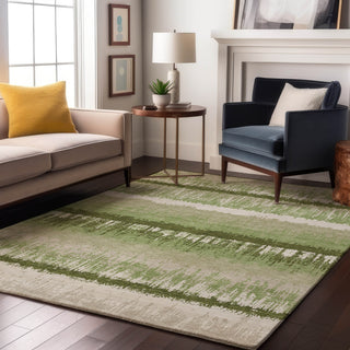 Piper Looms Mayfield Stripes AMF1013 Aloe Machine Washable Area Rug Lifestyle Image Feature