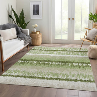 Piper Looms Mayfield Stripes AMF1013 Aloe Machine Washable Area Rug Lifestyle Image Feature