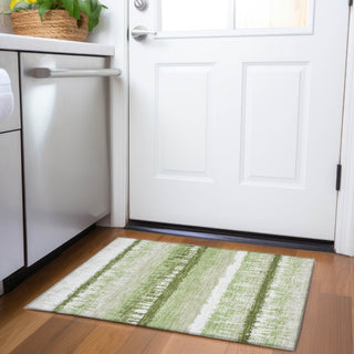 Piper Looms Mayfield Stripes AMF1013 Aloe Machine Washable Area Rug Scatter Lifestyle Image Feature