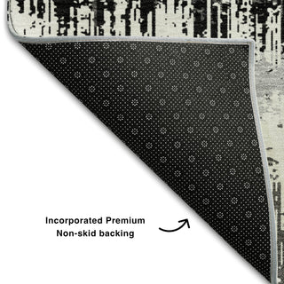 Piper Looms Mayfield Stripes AMF1013 Black Machine Washable Area Rug Backing Image